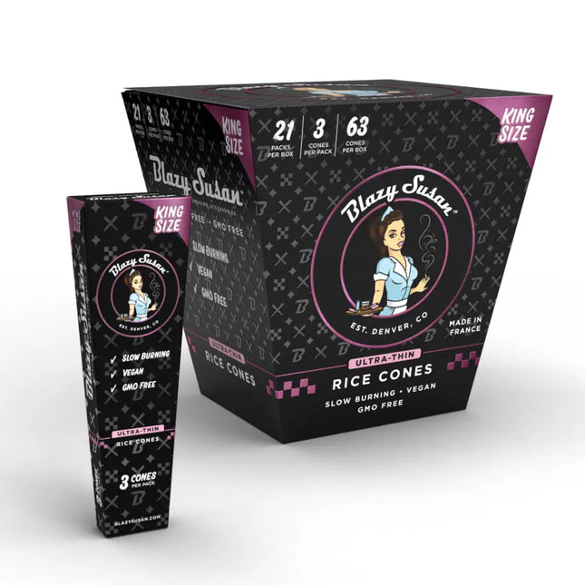 BLAZY SUSAN PRE ROLLED CONES SHORTYS 53MM (21PK/DISPLAY) | RICE CONES