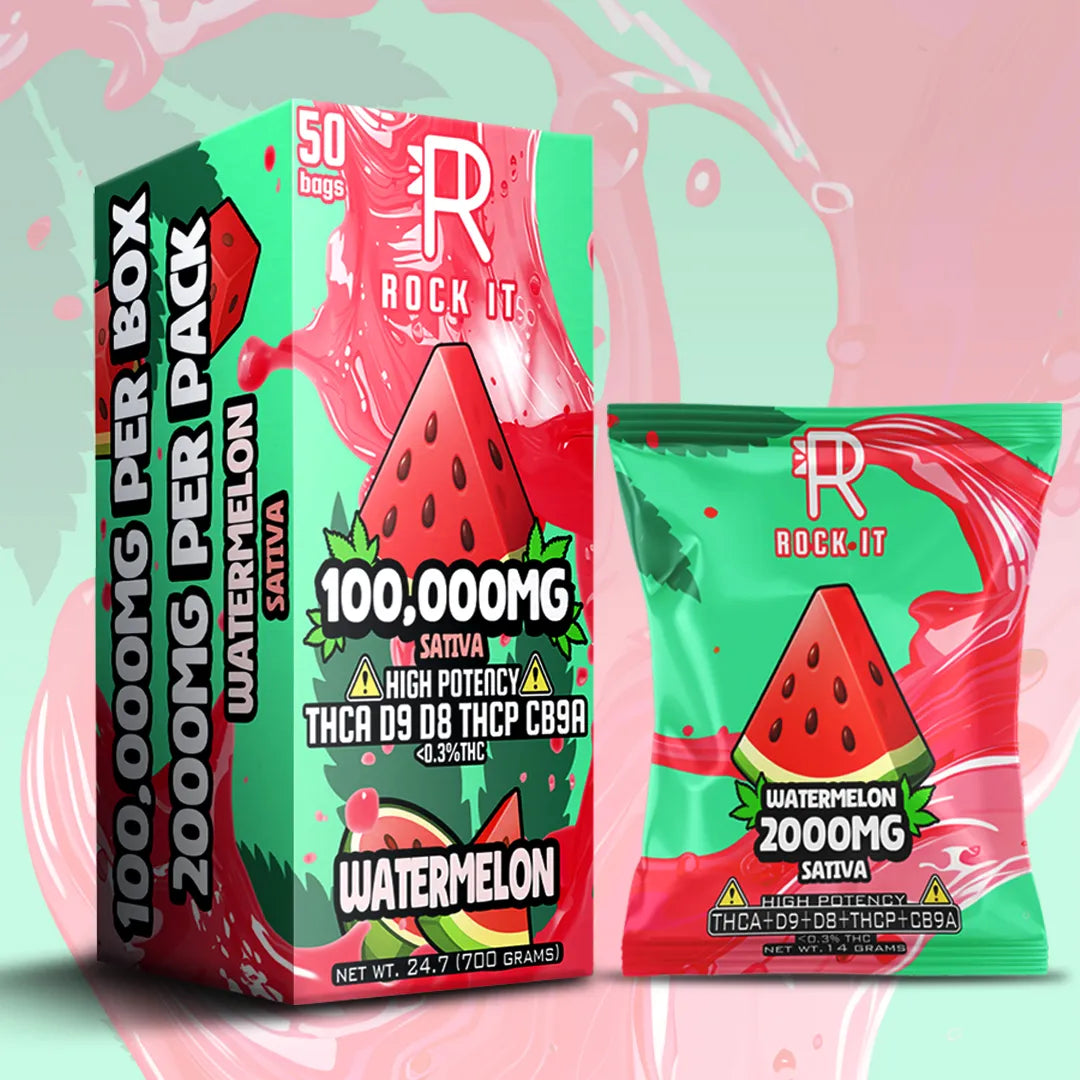 ROCK IT 100,000MG HIGH POTENCY THCA D9 THCP CB9A GUMMIES (2000MG PER BAG) (50 BAG DISPLAY)