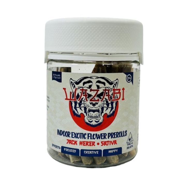 WAZABI INDOOR EXOTIC THCA PRE ROLLS (50CT JAR) 1.25G EACH