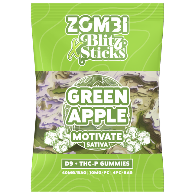 ZOMBIE BLITZ STICKS ENERGETIC GUMMY (40MG / PC, 20PC / CASE)