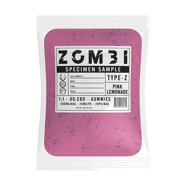 ZOMBI SPECIMEN SAMPLE 1:1 D9 & CBD GUMMIES 20PC/BAG 500MG/BAG