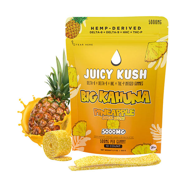JUICY KUSH BIG KAHUNA SOUR BELTS 5000MG - PINEAPPLE - DELTA