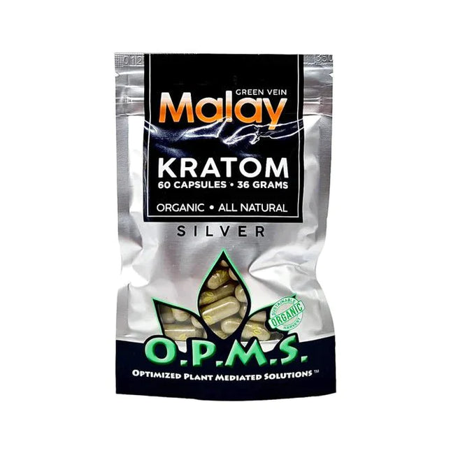 OPMS SILVER KRATOM 60CT CAPSULES | GREEN VEIN MALAY