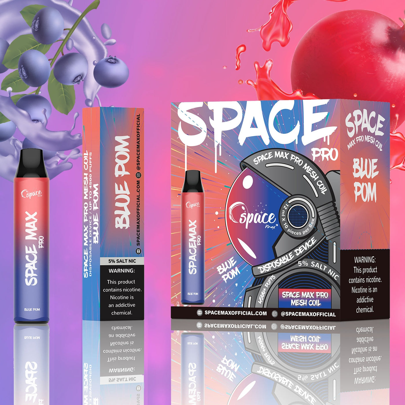 Space Max Pro 4500 (10-PACK) - Blue Pom - E-Cig