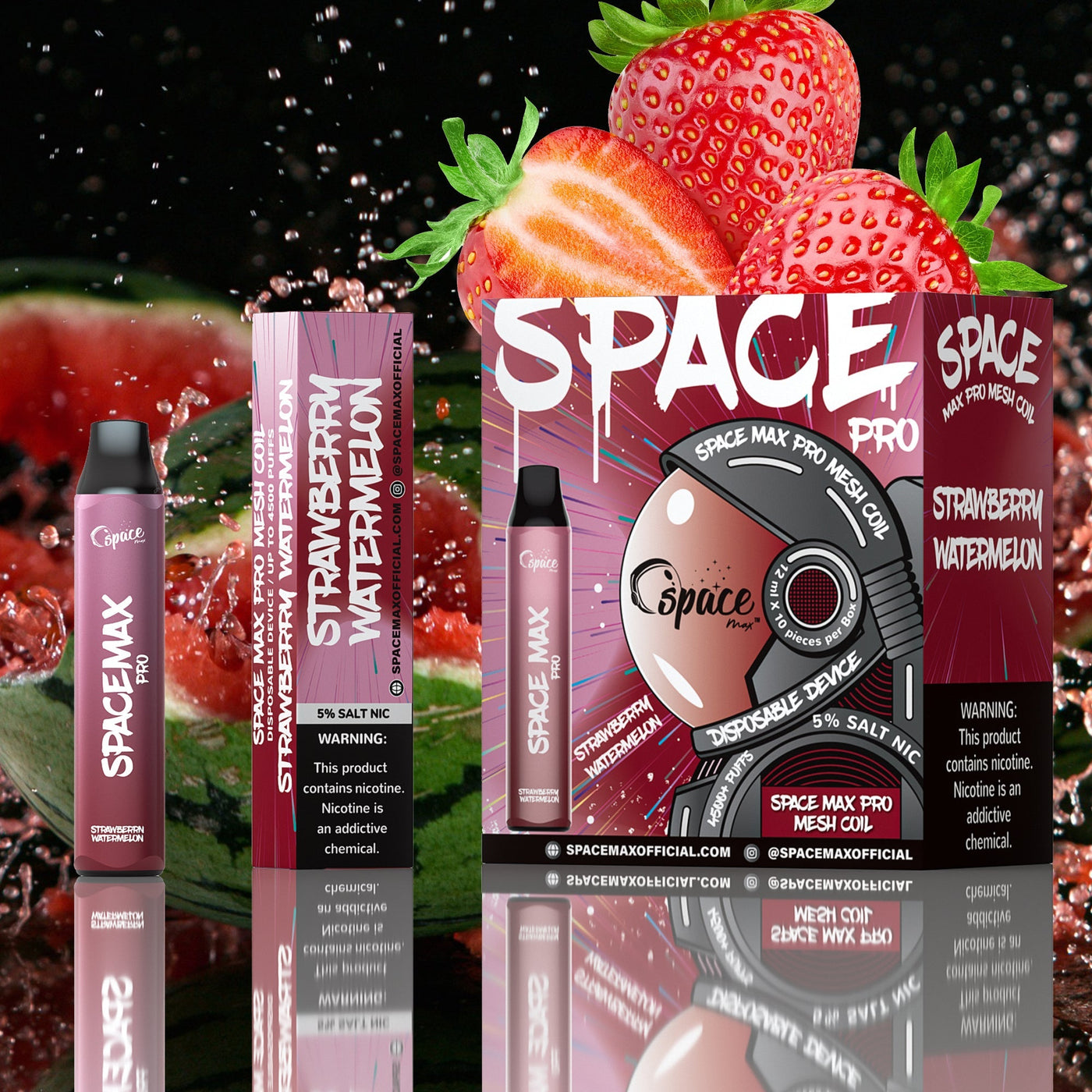 Space Max Pro 4500 (10-PACK) - Strawberry Watermelon - E-Cig